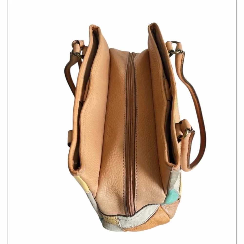 Fossil Rare Vintage Patchwork Leather & Suede Bag - Multicolor - Picture 3 of 9